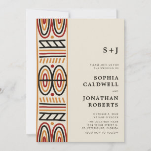 Invitation Tout en un Motif Africain Monogramme Mariage moder
