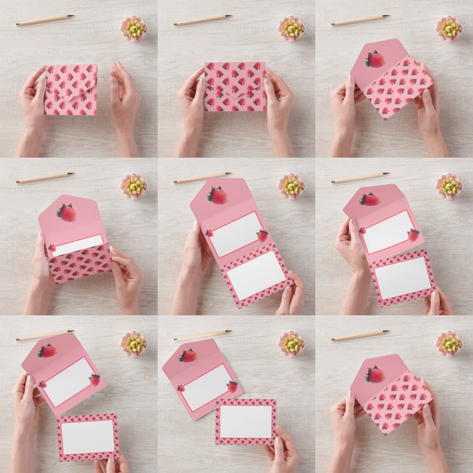 Invitation Tout En Un Motif fraise frais