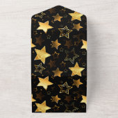 Invitation Tout En Un Motif sans couture avec des étoiles dorées (Dehors)