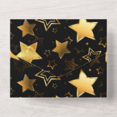Invitation Tout En Un Motif sans couture avec des étoiles dorées (Verso)