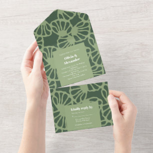 Invitation Tout En Un Motif sans couture de corail floral abstrait vert
