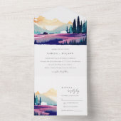 Invitation Tout En Un Mountain Country Lilac Fields Mariage paysager (À l'intérieur)