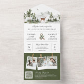 Invitation Tout En Un Mountain Forest Deer QR Code Photo Collage Wedding (À l'intérieur)