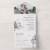 Invitation Tout En Un Mountain Forest simple dessiné à la main photo (À l'intérieur)