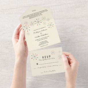 Invitation Tout En Un Moyen-siècle moderne de l'ère atomique style rétro