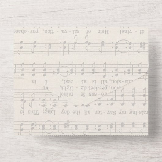 Invitation Tout En Un Musical Dusty Blue Peony Church Mariage (Verso)