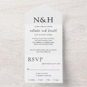 Invitation Tout En Un Natasha Monogram Mariage moderne (À l'intérieur)
