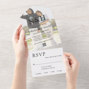 Invitation Tout En Un Natasha Photo Monogramme Mariage moderne