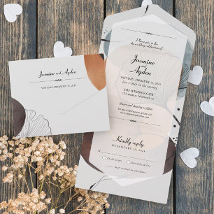 Invitation Tout En Un Nature Abstraite Florale