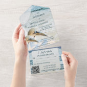 Invitation Tout En Un Nautical Lace Gannets Beach Wedding (Déchirure)