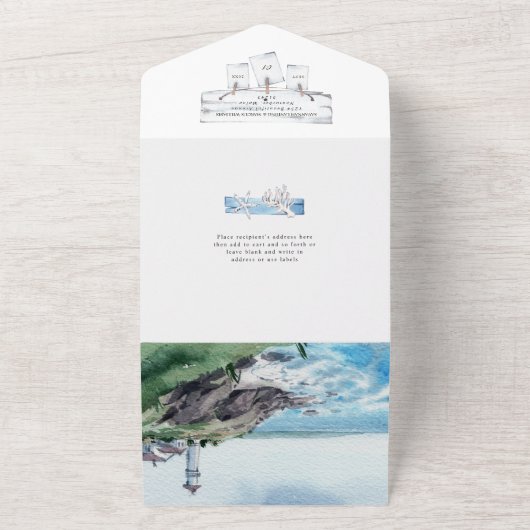 Invitation Tout En Un Nautical Lighthouse Destination Mariage (Dehors)