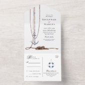 Invitation Tout En Un Nautical Lighthouse Destination Mariage (À l'intérieur)