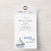 Invitation Tout En Un Nautical Sailboat Ahoy c'est un Baby shower garçon (À l'intérieur)