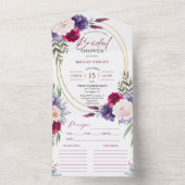 Invitation Tout En Un Navy Blue Floral Recette nuptiale Douche Invitatio (À l'intérieur)