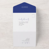 Invitation Tout En Un Navy Blue Florals QR Code Script Mariage (Dehors)