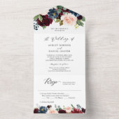 Invitation Tout En Un Navy Burgundy Blush Floral Détails Mariage RSVP (À l'intérieur)