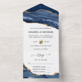 Invitation Tout En Un Navy et Agate doré (À l'intérieur)