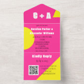 Invitation Tout En Un Neon Hot rose Jaune Rétro Moderne Gras Élégant (À l'intérieur)