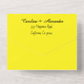 Invitation Tout En Un Neon Jaune Rétro Moderne Téméraire Élégant (Verso)