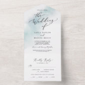 Invitation Tout En Un Nettoyage aquarelle | Mariage bleu (À l'intérieur)
