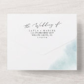 Invitation Tout En Un Nettoyage aquarelle | Mariage bleu (Verso)