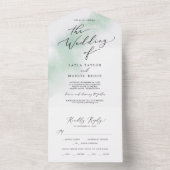 Invitation Tout En Un Nettoyage aquarelle | Mariage vert (À l'intérieur)