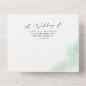 Invitation Tout En Un Nettoyage aquarelle | Mariage vert (Verso)