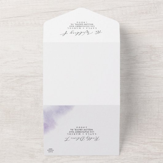 Invitation Tout En Un Nettoyage aquarelle | Mariage violet (Dehors)