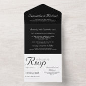 Invitation Tout En Un Nettoyer le mariage noir blanc simple (À l'intérieur)