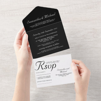 Invitation Tout En Un Nettoyer le mariage noir blanc simple