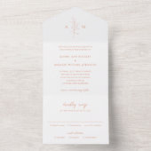 Invitation Tout En Un Nettoyer Pêche Botanique Mariage élégant (À l'intérieur)