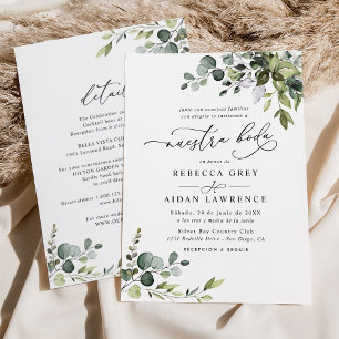 Invitation Tout en un Neustra Boda Rustique Eucalyptus Verdur