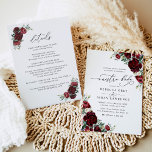 Invitation Tout en un Neustra Boda Rustique Rouge Floral Mari<br><div class="desc">Cette élégante collection de fleurs rustiques présente des fleurs d'aquarelle bordeaux/rouges avec des feuilles verdoyants jumelés à un serif élégant et délicat sans police en noir,  avec un dos rose poussiéreux et un monogramme personnalisé.</div>