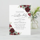 Invitation Tout en un Neustra Boda Rustique Rouge Floral Mari (Debout devant)