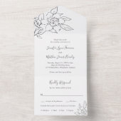 Invitation Tout En Un Neutral Line Art Floral Mariage élégant (À l'intérieur)