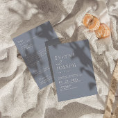 Invitation Tout en un Neutre Dusty Blue Boho Mariage moderne