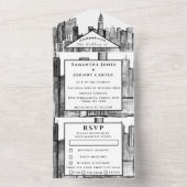 Invitation Tout En Un New York RSVP noir et blanc Mariage moderne (À l'intérieur)