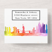 Invitation Tout En Un New York RSVP Rainbow Modern Mariage (Verso)