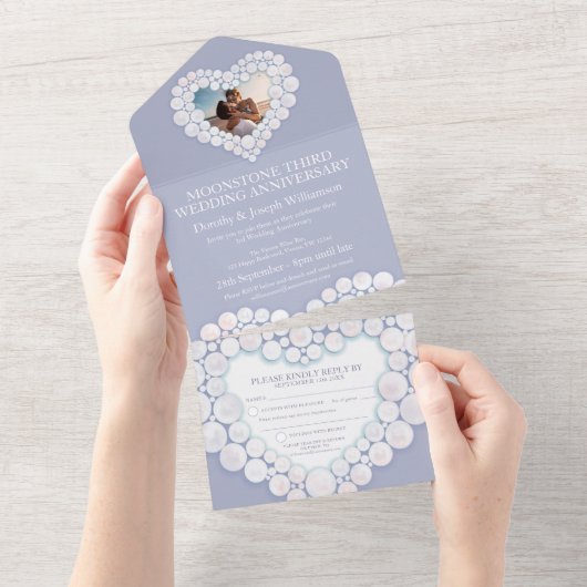 Invitation Tout En Un Noces de pierre de lune 3 ans de mariage fête (Déchirure)