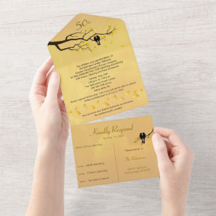 Invitation Tout En Un Noces d'or des tourtereaux 50 ans de mariage