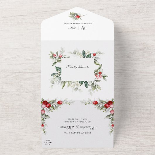 Invitation Tout En Un Noel Botanique Mariage D'Hiver Tout En Une Invitat (Dehors)