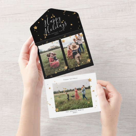 Invitation Tout En Un Noël étoilé Premium Multi Photo (Déchirure)