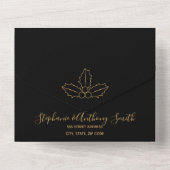 Invitation Tout En Un Noël Gui Gui Minimaliste Noir et Or (Verso)