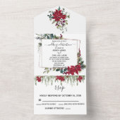 Invitation Tout En Un Noël Poinsettia Fête d'hiver (À l'intérieur)