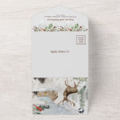 Invitation Tout En Un Noël Végétation hivernale Rouge Cardinal Mariage (Dehors)