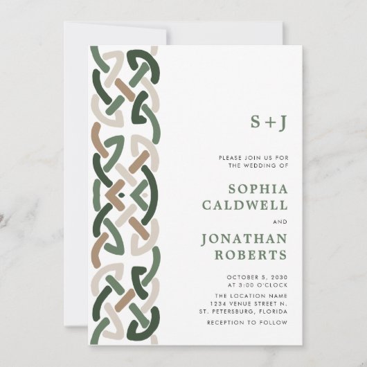Invitation Tout en un noeud celtique Monogramme Mariage moder (Devant)