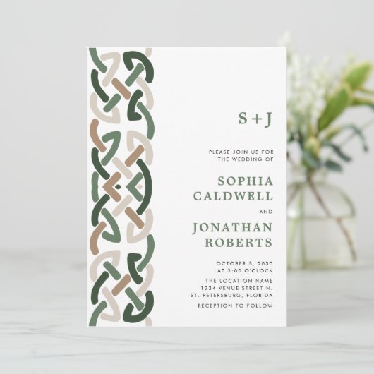 Invitation Tout en un noeud celtique Monogramme Mariage moder (Debout devant)