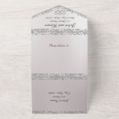 Invitation Tout En Un Noir & Blanc, Bordure Parties scintillant & Coeurs (Dehors)