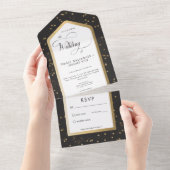 Invitation Tout En Un Noir & Blanc Starry Or Pas de dîner (Déchirure)