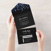 Invitation Tout En Un Noir bleu confetti anniversaire rsvp (Déchirure)